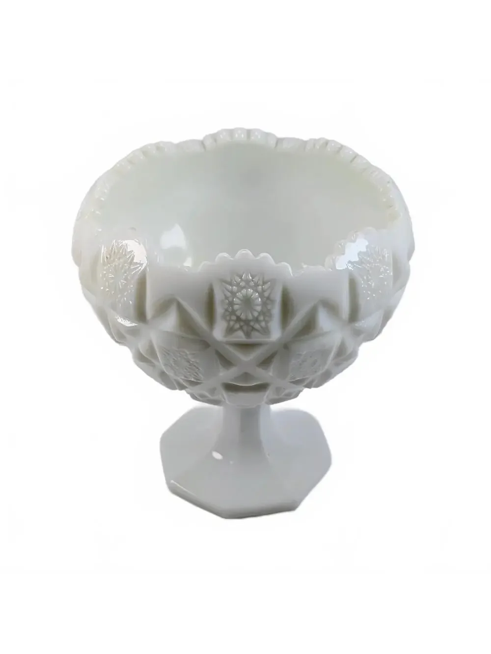Westmoreland Milk Glass Old Quilt Pedestal Rose Bowl